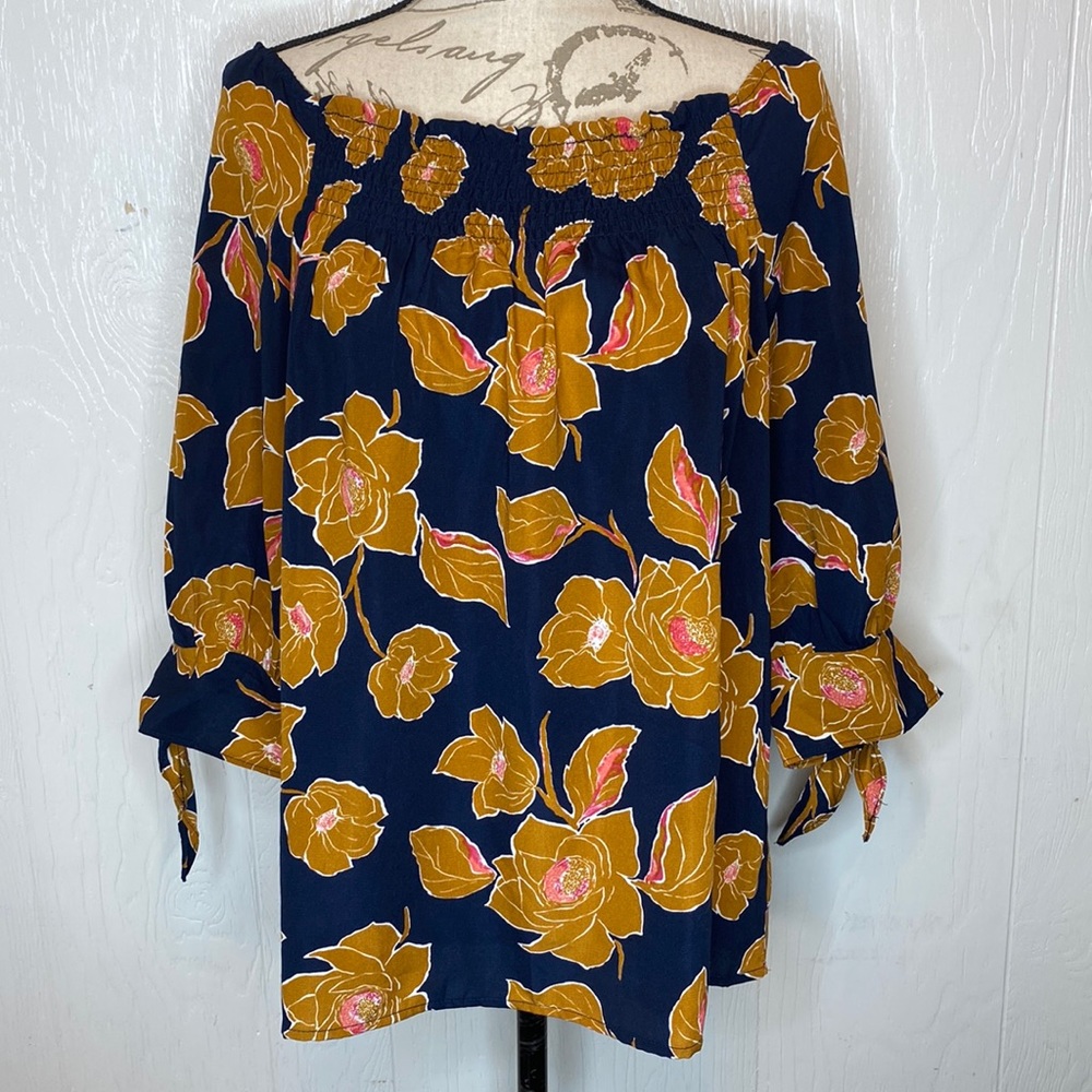 Coverstitched Floral Smocked Top S
